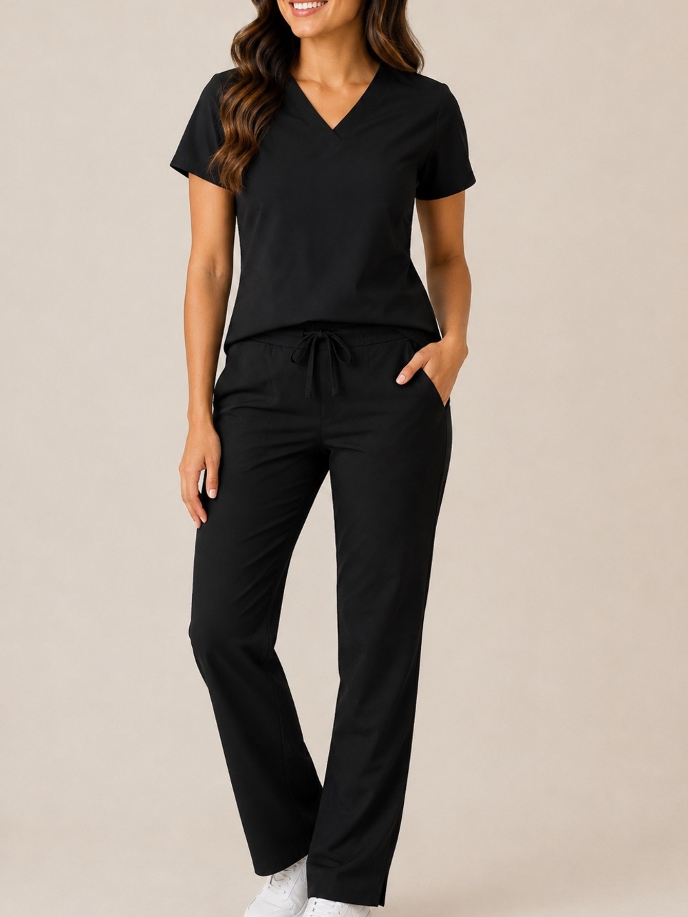 SB Scrubs Black V-Neck Short Sleeve Scrub Set
